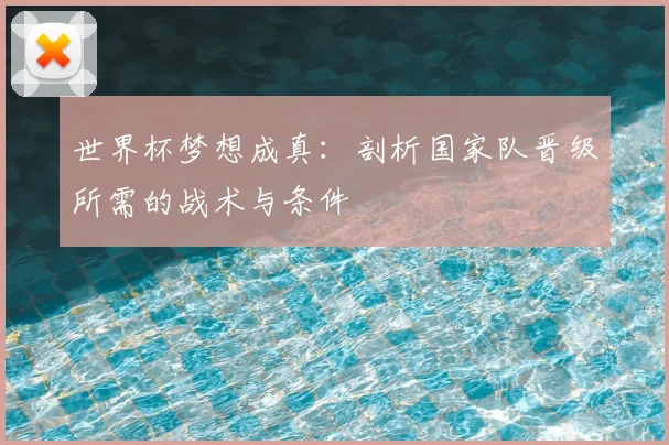 世界杯梦想成真：剖析国家队晋级所需的战术与条件